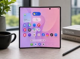 Samsung Galaxy Z Fold 8 Review: Has Samsung Finally Perfected the Foldable Formula? Samsung Galaxy Z Fold 8 unfolded on a modern desk with a coffee mug, books, and S Pen, showcasing its large foldable display for our review.